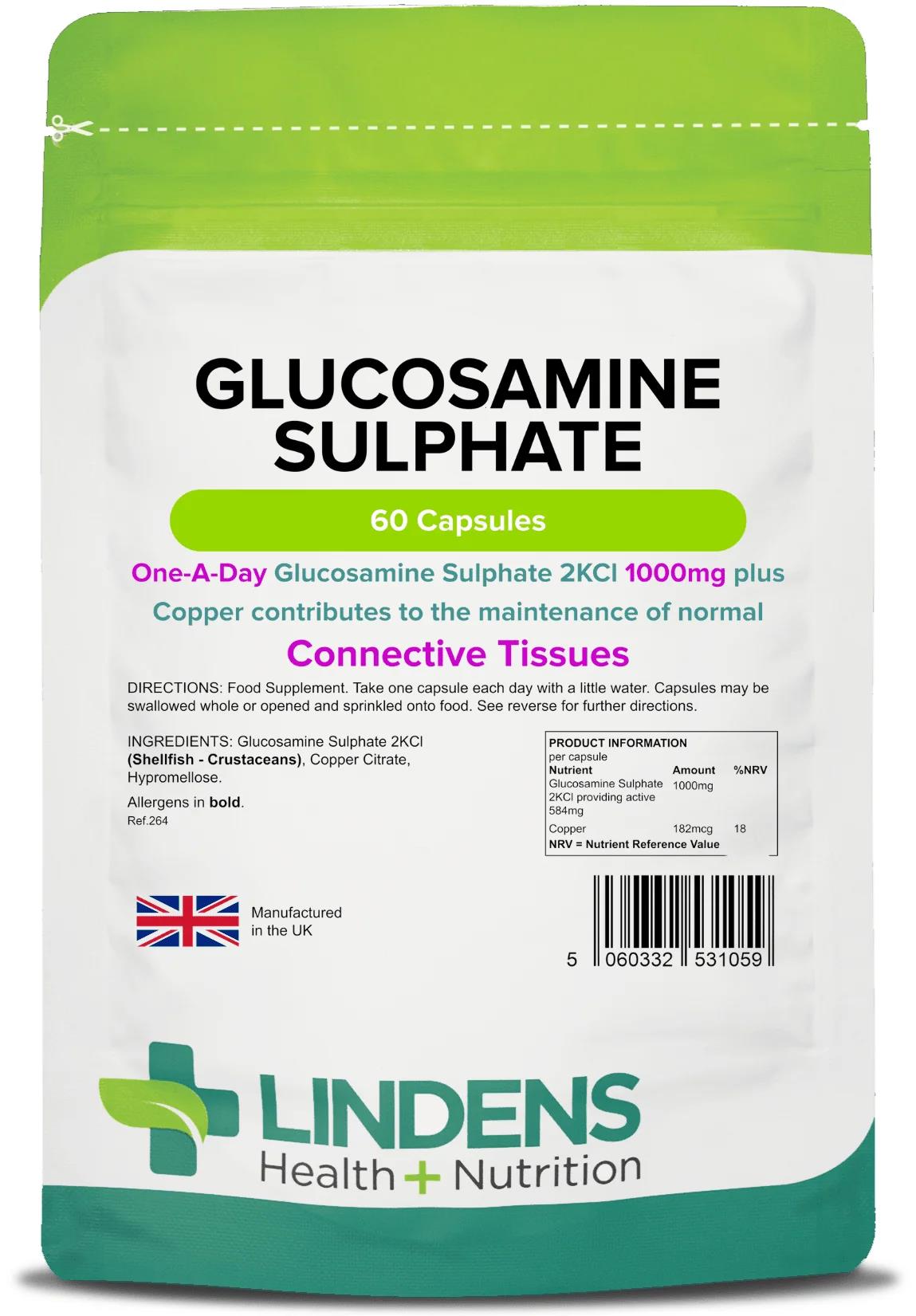 Lindens Glucosamine Sulphate 1000mg - 60 Capsules