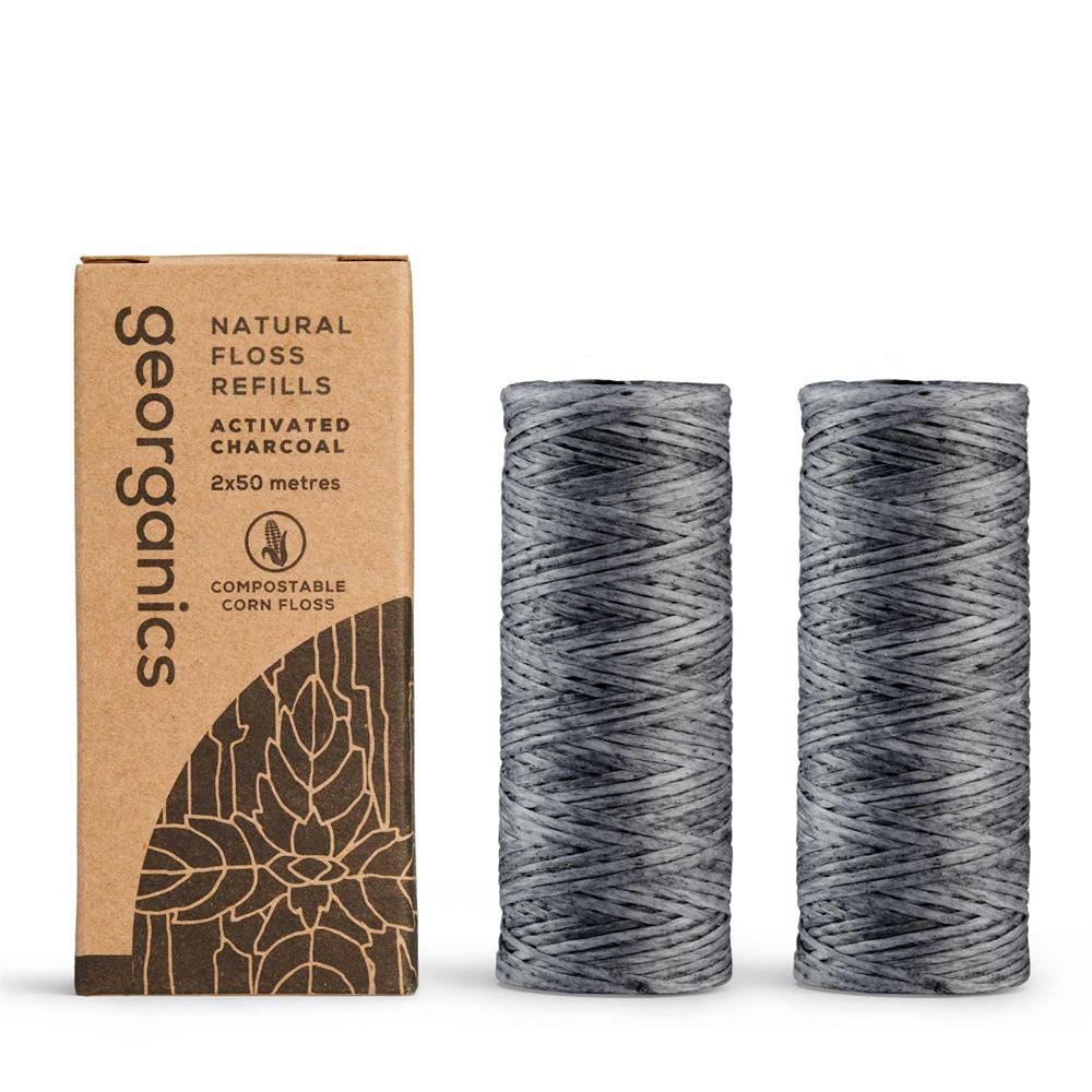 Georganics Dental Floss Refill - Charcoal 2x 50m