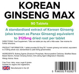 Lindens Korean Ginseng Max 3125mg - 90 Tablets