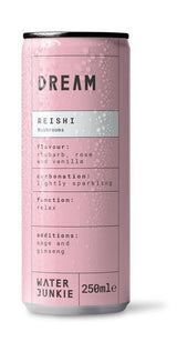 WaterJunkie DREAM Reishi Mushroom Drink Rhubard Rose & Vanilla 250ml - 3 Pack