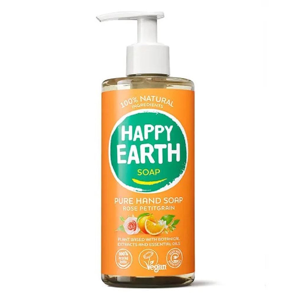 Happy Earth Natural Hand Soap Rose Petitgrain 300ml - 6 Pack