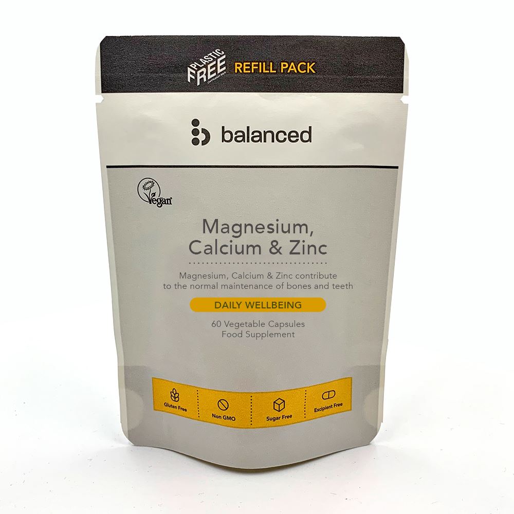 Balanced Magnesium Calcium & Zinc 60 Veggie Caps - Refill Pouch