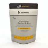 Balanced Magnesium Calcium & Zinc 60 Veggie Caps - Refill Pouch
