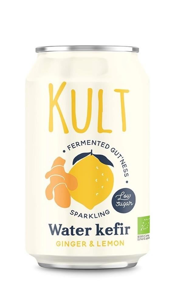 KULT Kefir Water Kefir Ginger & Lemon Organic 330ml Can