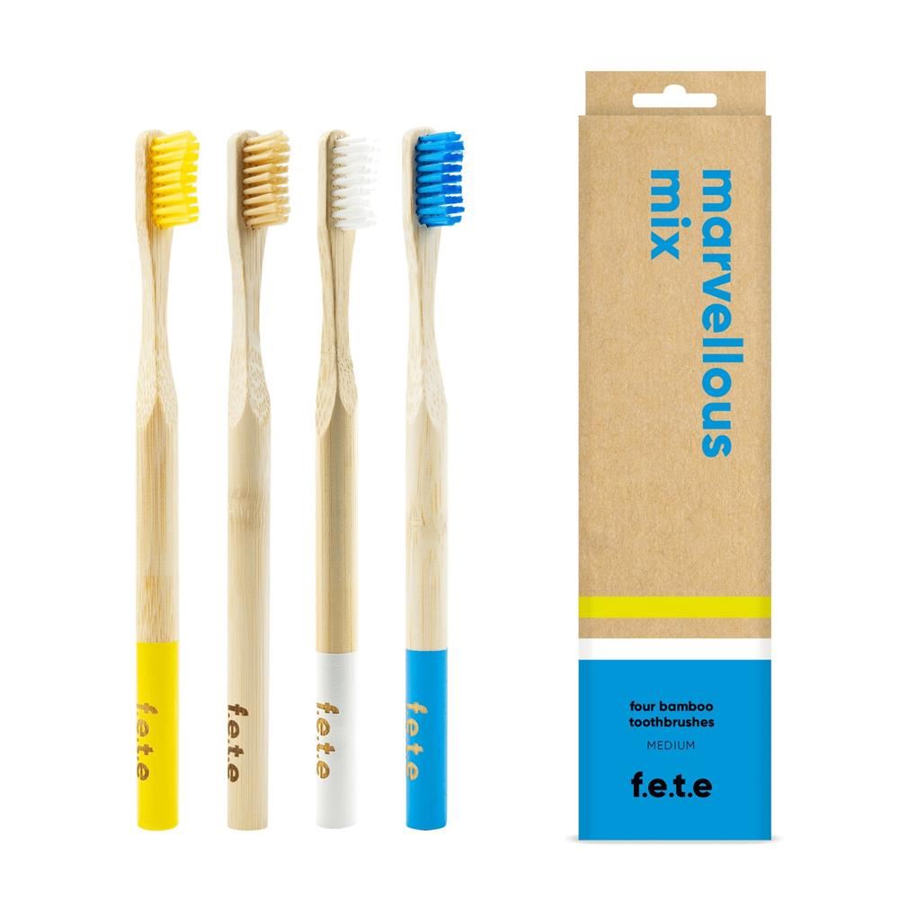 From Earth to Earth Bamboo Toothbrush Marvelous Mix Multi Pack Soft 4x colours