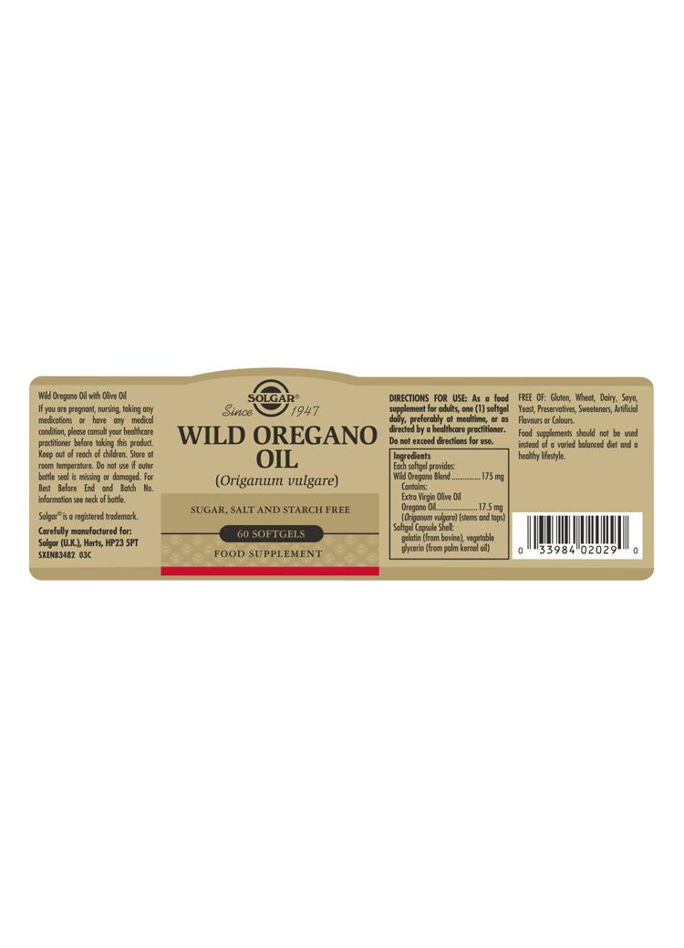 Solgar Wild Oregano Oil - 60 Softgels