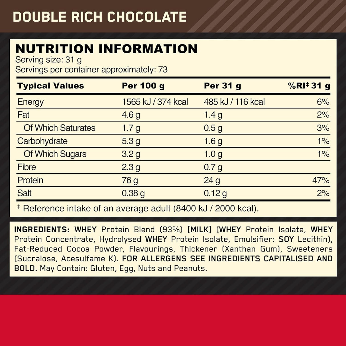 Optimum Nutrition Gold Standard 100% Whey Protein Powder - 900g/2.2kg/4.5kg