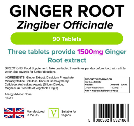 Lindens Ginger Root 500mg - 90 Tablets