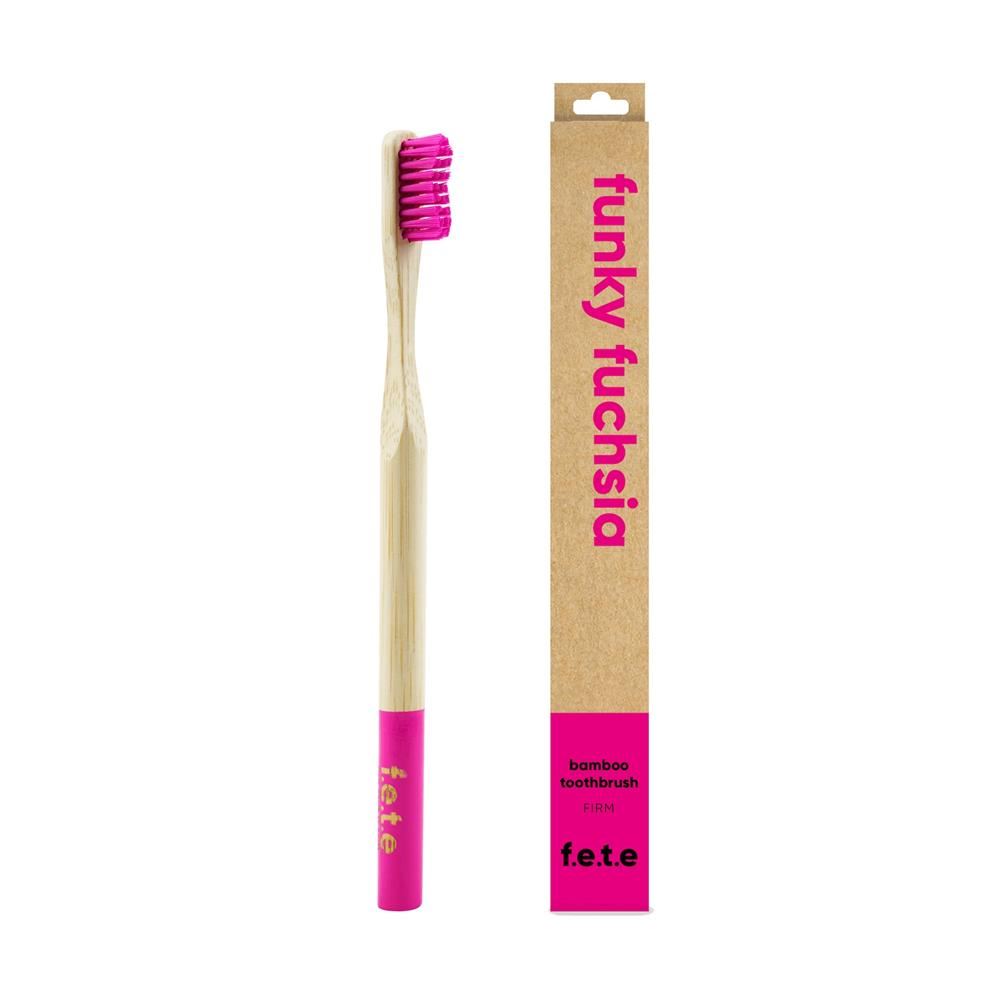 From Earth to Earth Bamboo Toothbrush Funky Fuchsia - Hot Pink Firm 1 Unit