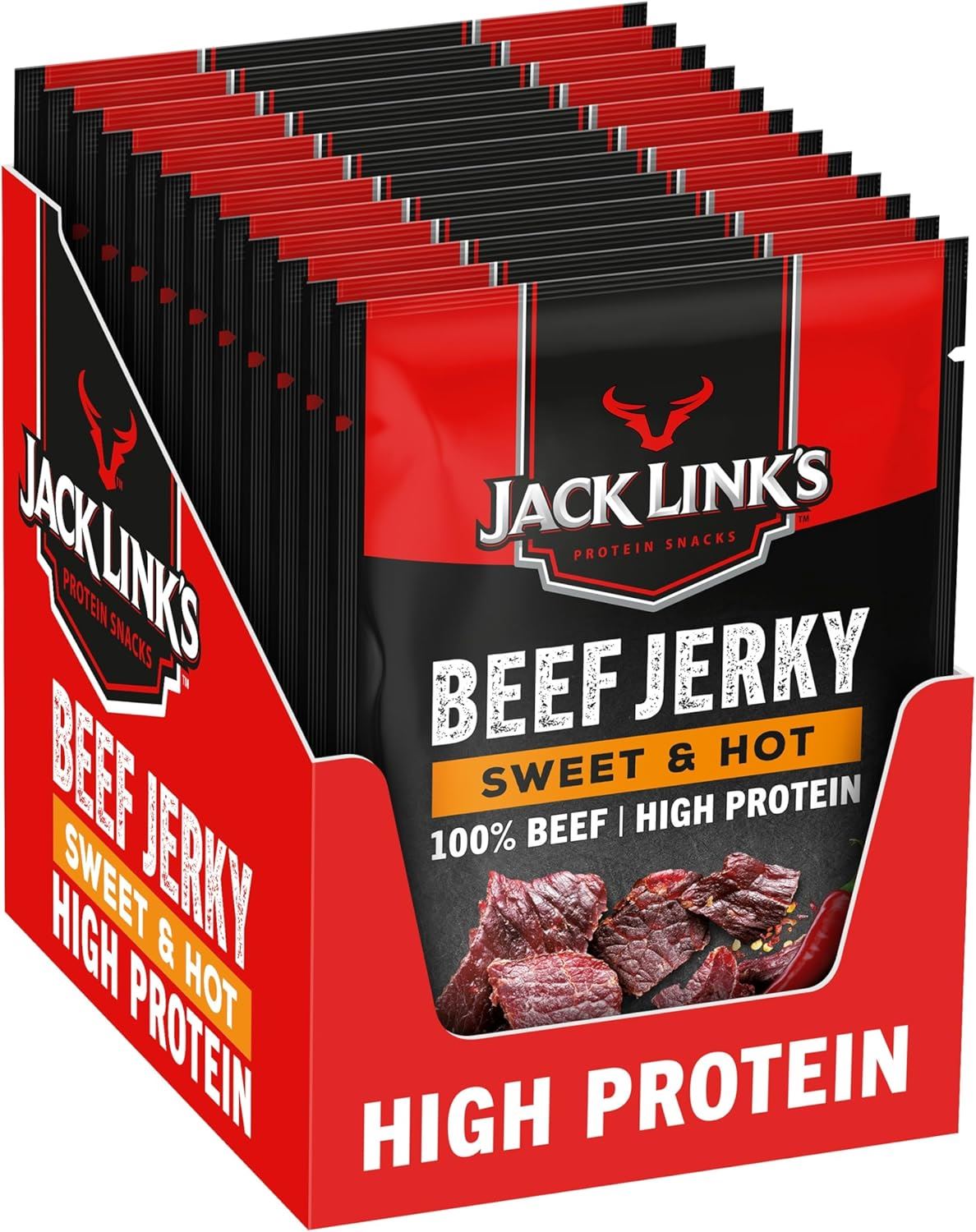 Jack Link's Protein Snacks Beef Jerky Sweet and Hot 25g - Pack of 12