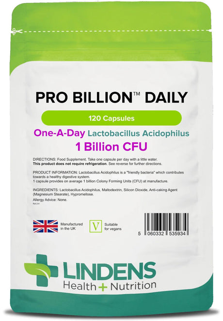 Lindens Pro Billion Daily 1 BN CFU (was Probiotic Daily) - 120 Capsules