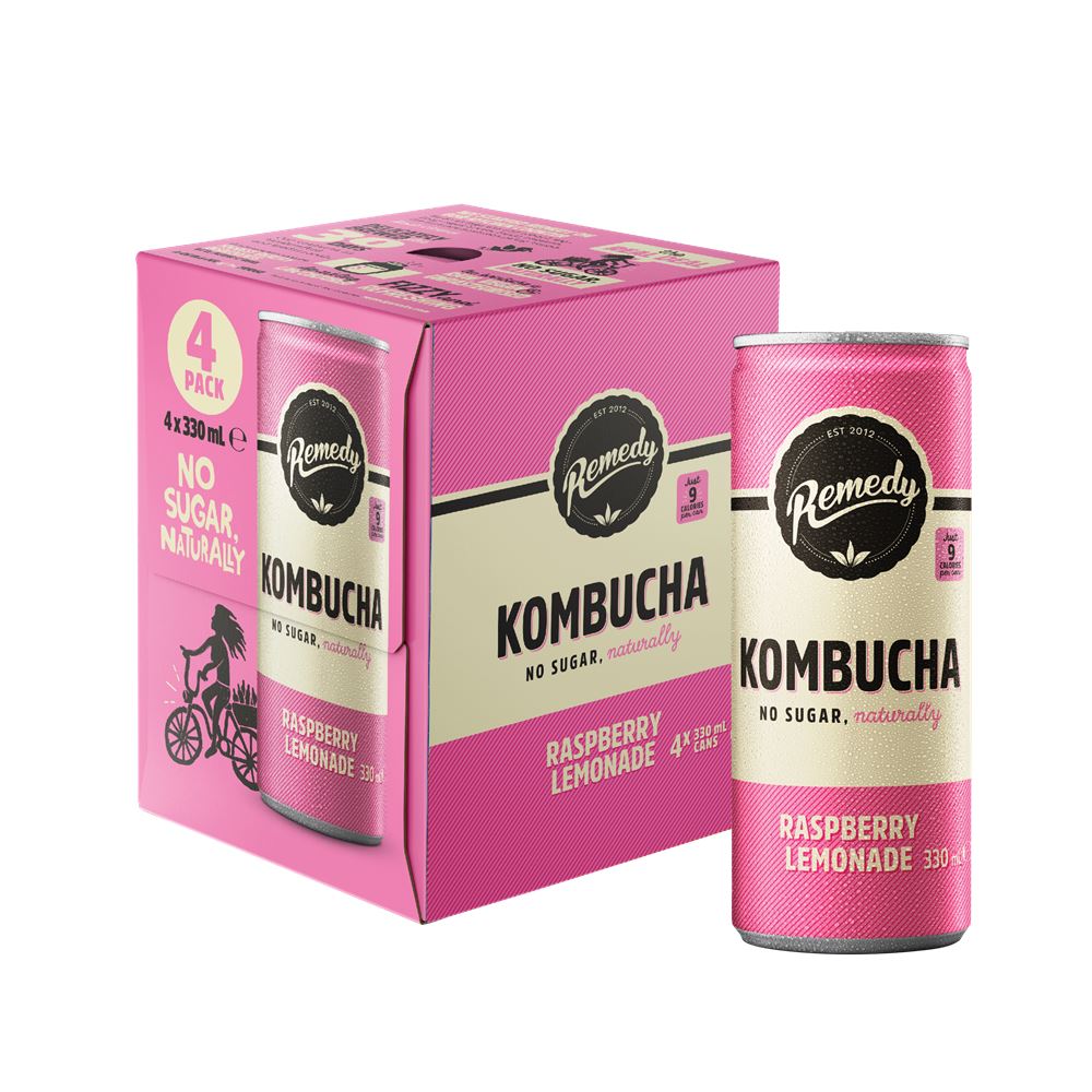 Remedy Kombucha Raspberry Lemonade Multi pack 4x330ml