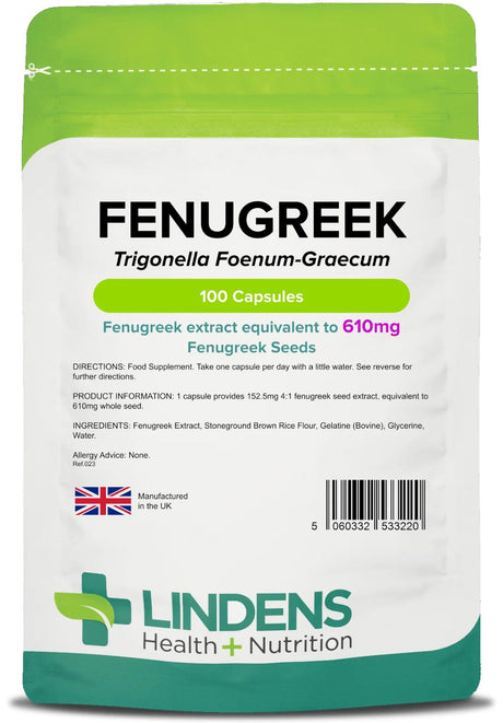 Lindens Fenugreek 610mg - 100 Capsules