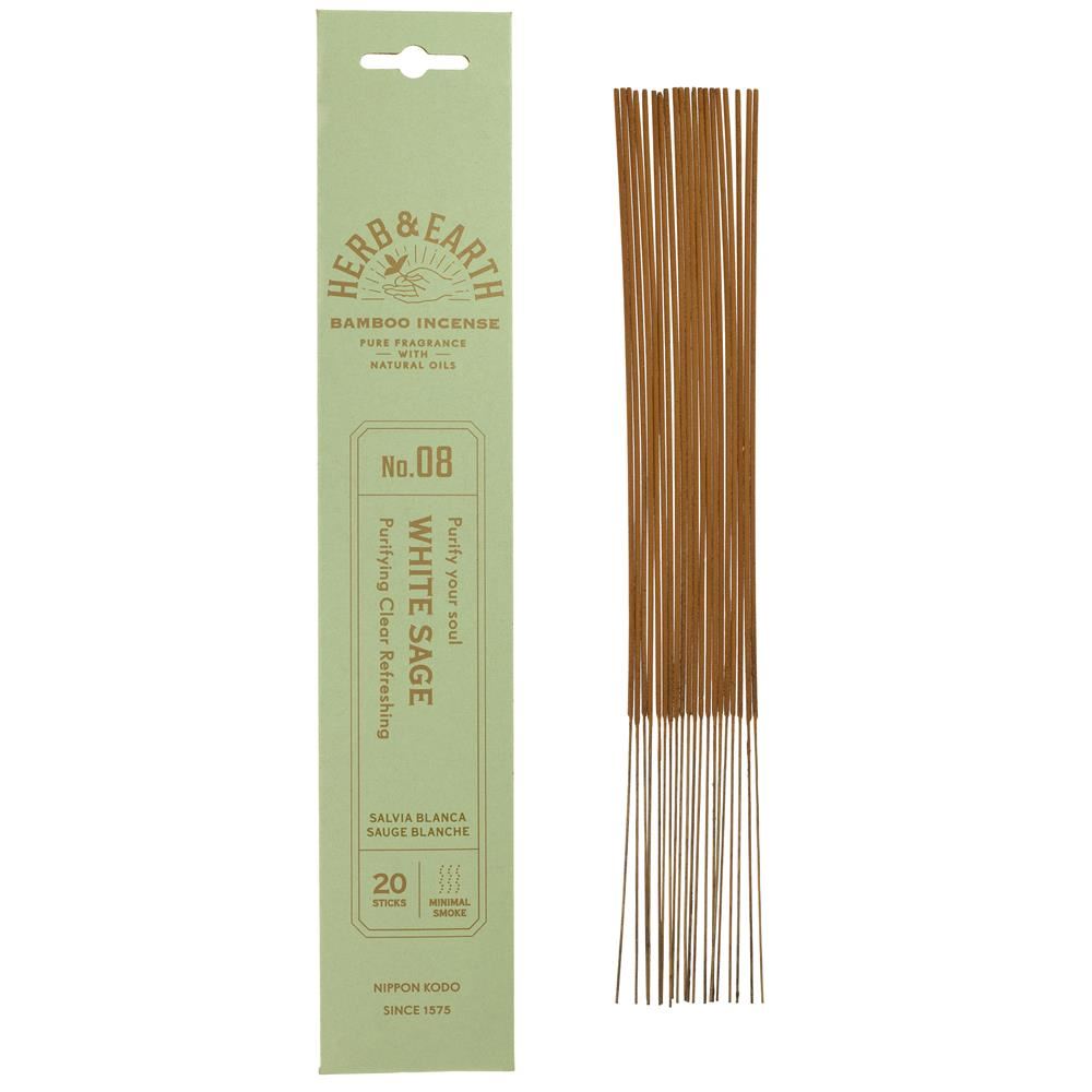 Nippon Kodo Herb & Earth Incense -White Sage 20 sticks - 12 Pack