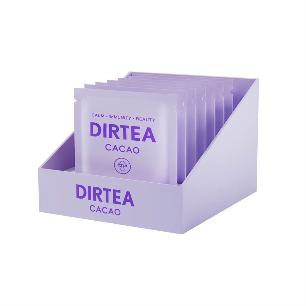 Dirtea Mushroom Cacao 1 single sachet serving.
