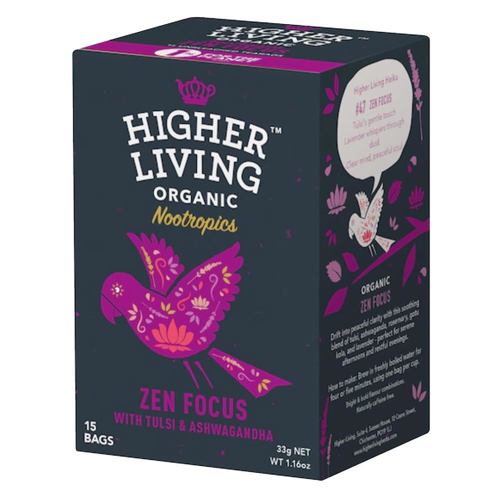Higher Living Nootropics Zen Focus Tea - 15 bags - 2 Pack