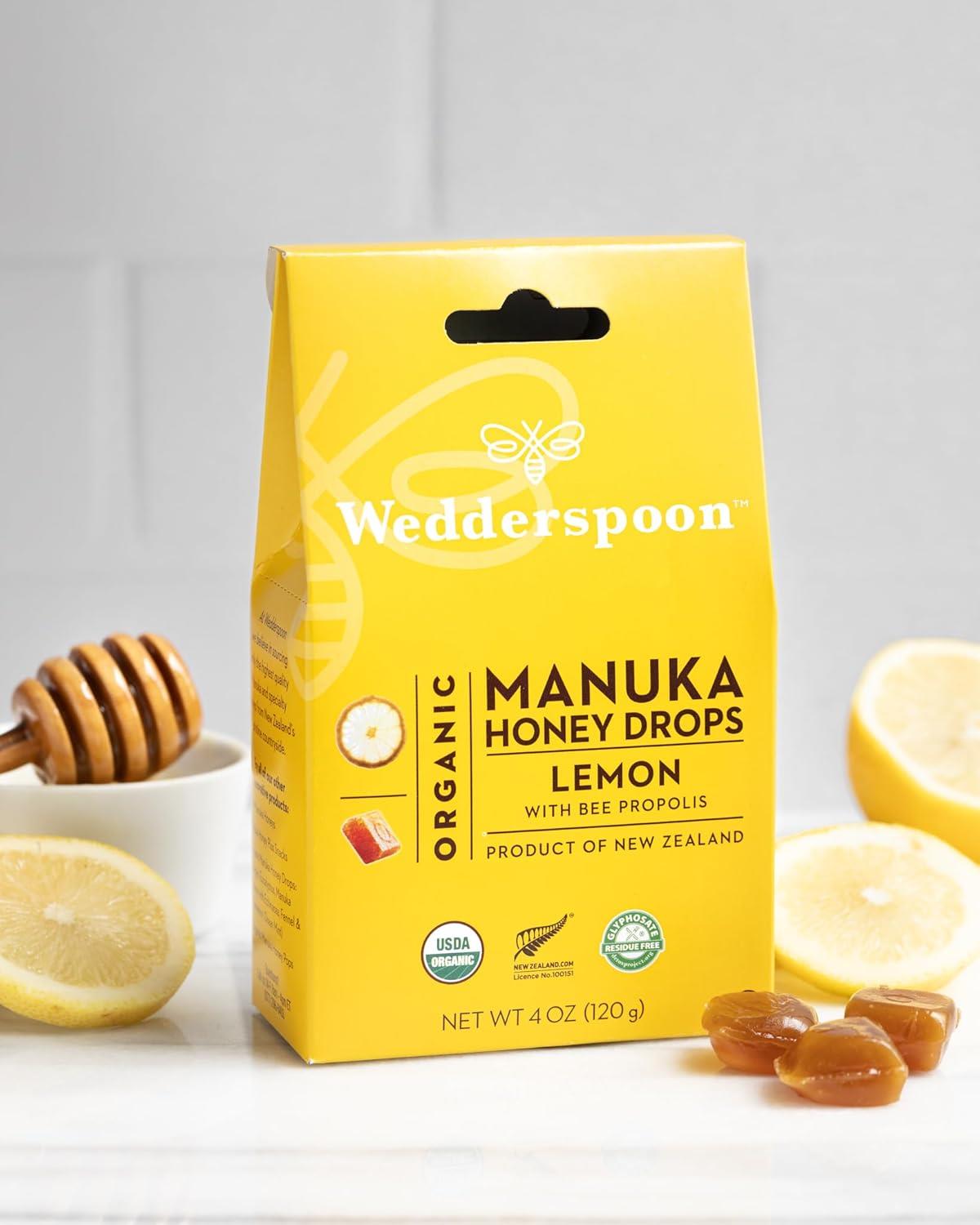 Wedderspoon Manuka Honey Drops Lemon & Bee Propolis 120g