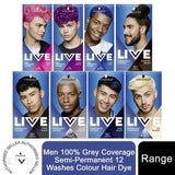 Schwarzkopf Live Men 100% Grey Coverage Semi Permanent 12 Washes Colour Hair Dye - All Shades