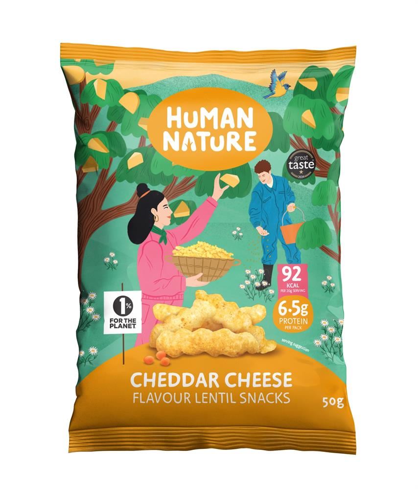 Human Nature Cheddar Cheese Lentil Snack 50g - 10 Pack