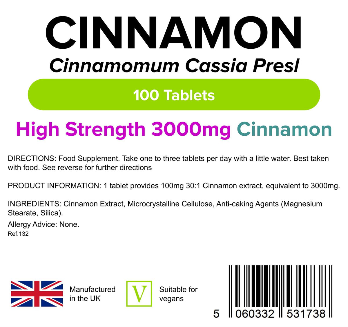 Lindens Cinnamon 3000mg - 100 Tablets - image 2