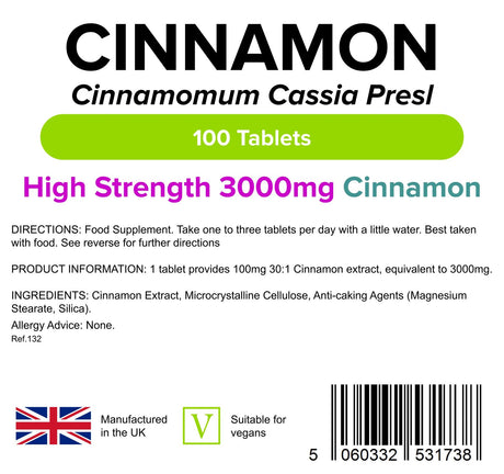Lindens Cinnamon 3000mg - 100 Tablets