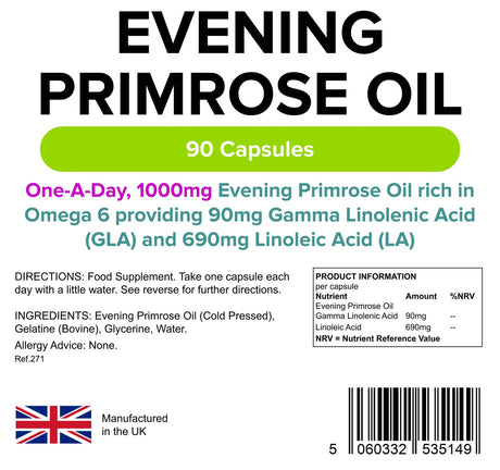 Lindens Evening Primrose Oil 1000mg - 90 Capsules