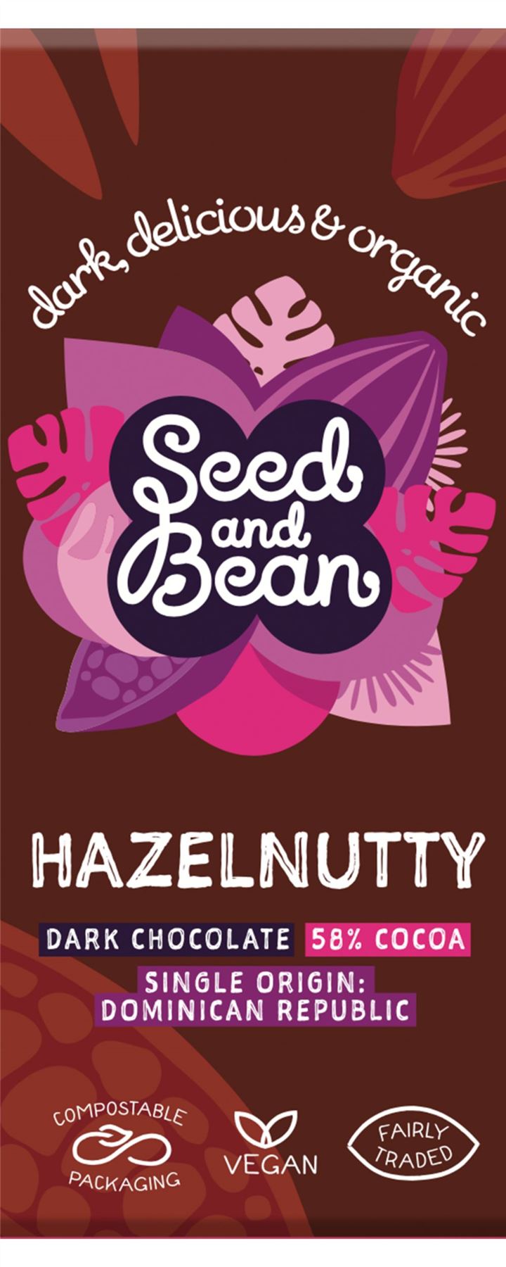 Seed & Bean Hazelnutty Dark Chocolate 58% Cocoa with Hazelnut 75g