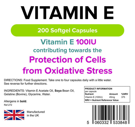 Lindens Vitamin E 100IU - 200 Capsules