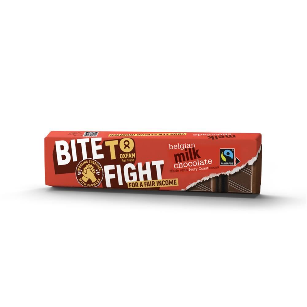 Oxfam Fair Trade BITE TO FIGHT Milk Chocolate 50g - 35 Pack
