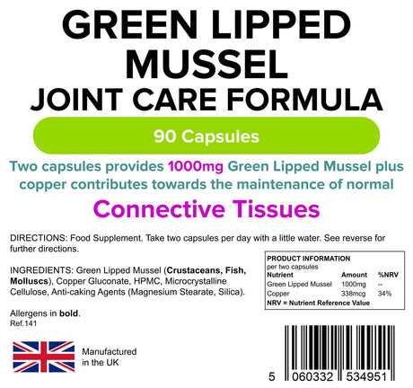 Lindens Green Lipped Mussel 500mg - 90 Capsules