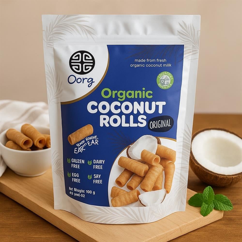 OORG Organic Coconut Rolls Original 100g - 12 Pack
