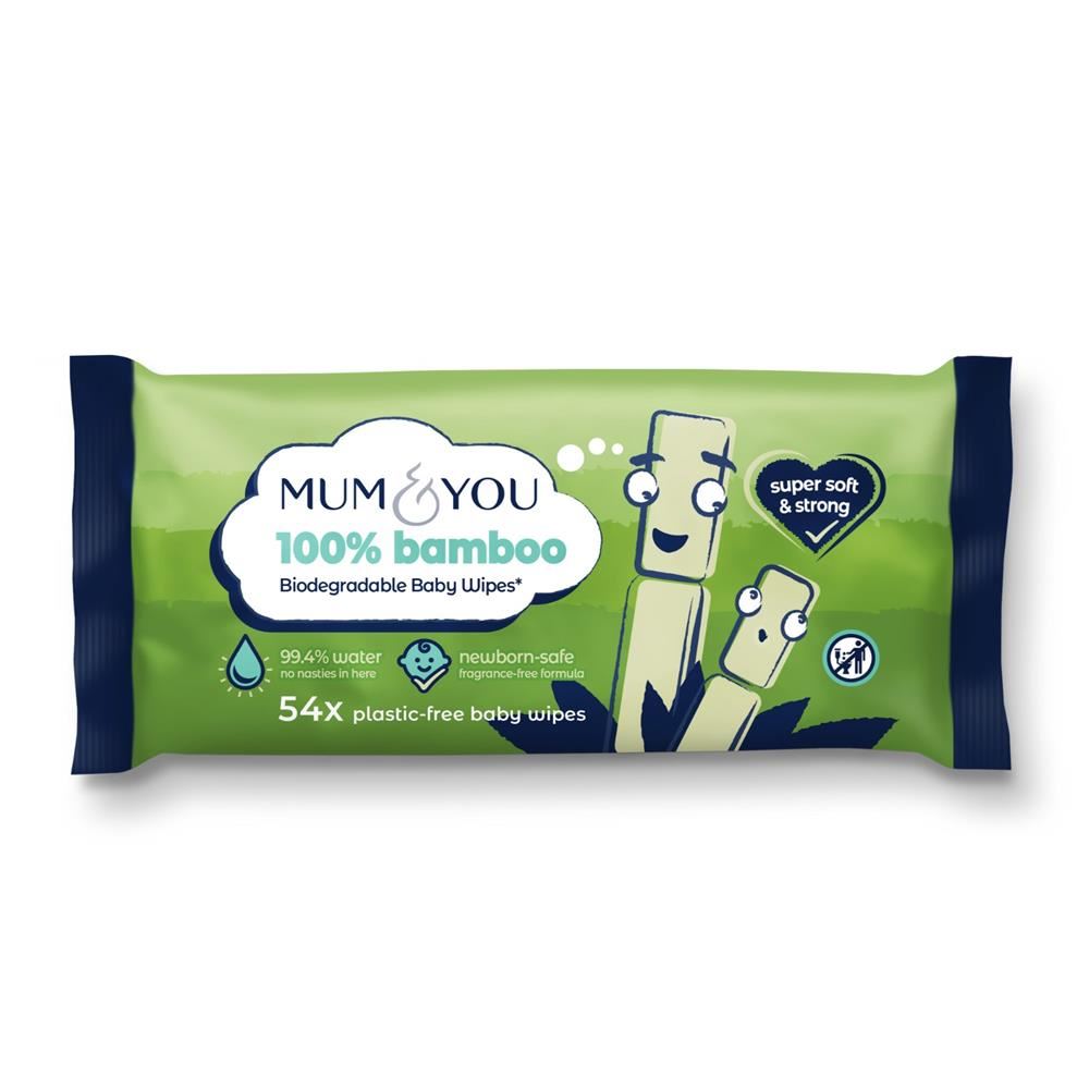 Mum & You Bamboo Wipes Super soft & strong bamboo biodegradable 54 baby wipes