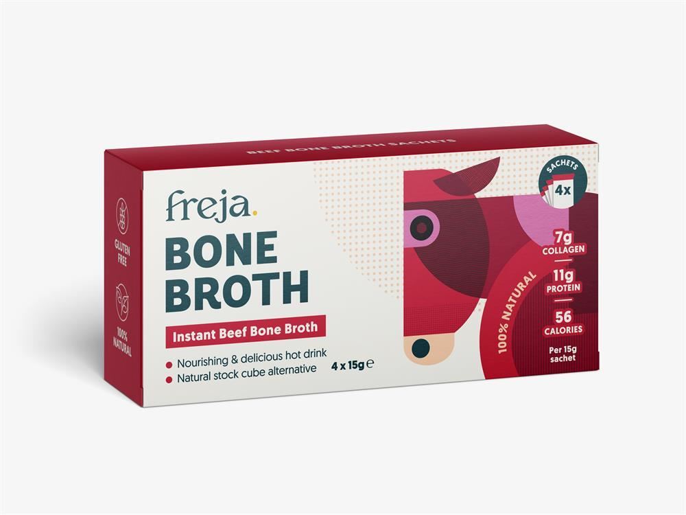 Freja Instant Bone Broth box of 4 x 15g Sachet - Beef - 4 Pack
