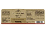 Solgar Vitamin D3 1000 IU (25 µg) - 100 Softgels