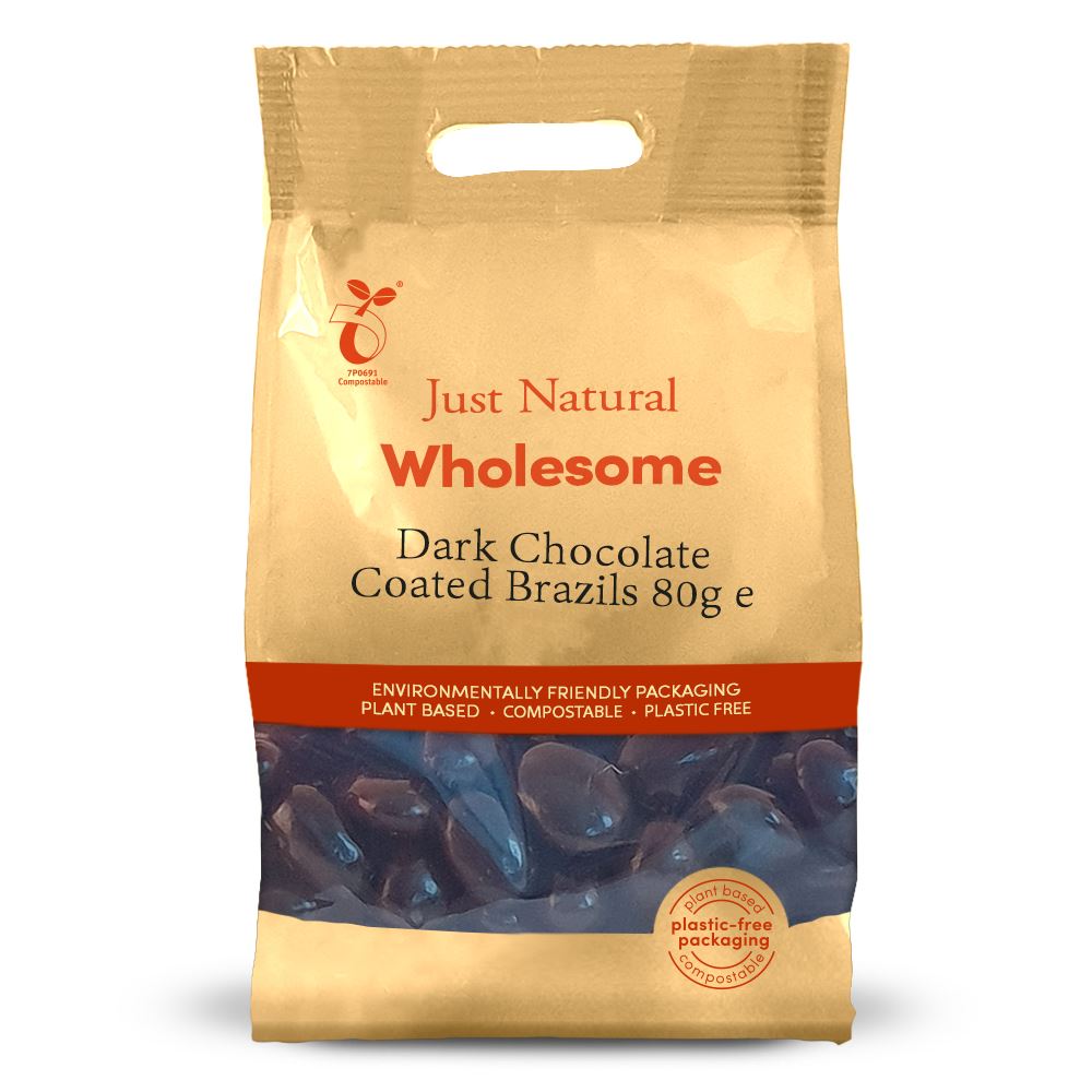 Just Natural Wholesome Dark Chocolate Coated Brazils 80g