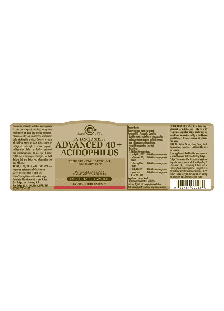 Solgar Advanced 40+ Acidophilus - 120 Vegicaps