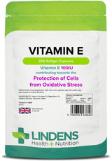 Lindens Vitamin E 100IU - 200 Capsules