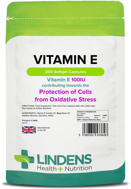 Lindens Vitamin E 100IU - 200 Capsules