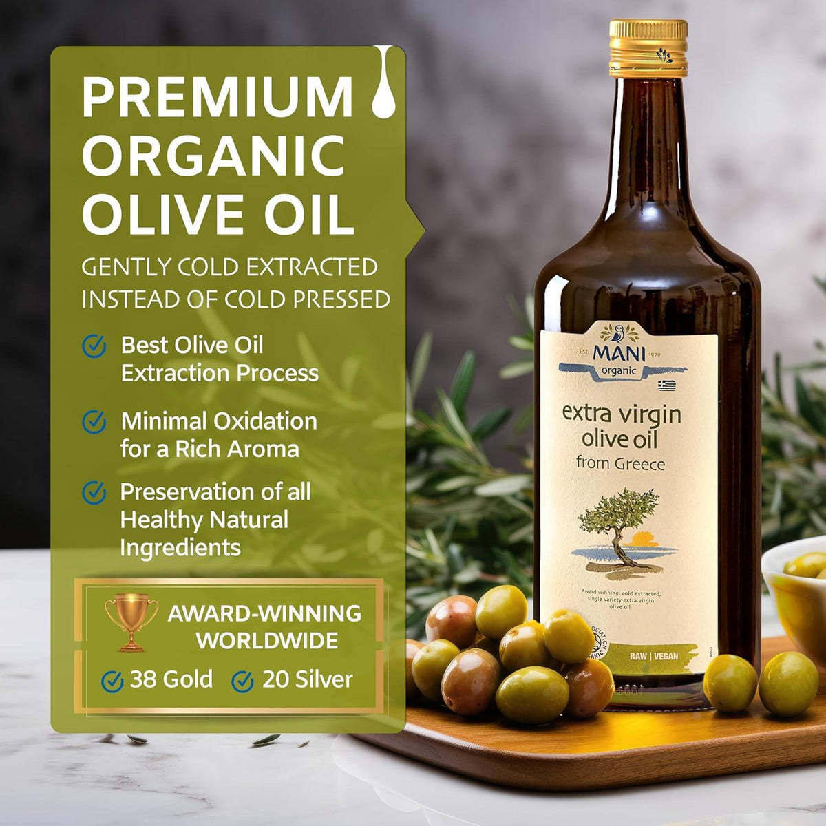 Mani Organic Extra Virgin Olive Oil 1L - image 3