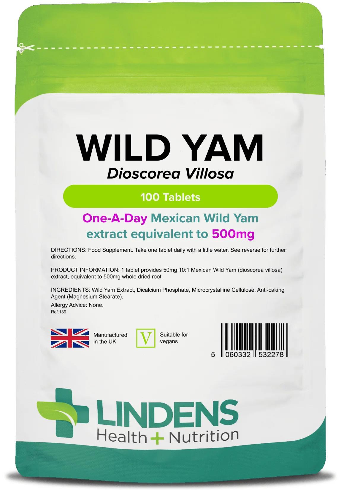 Lindens Wild Yam 500mg - 100 Tablets