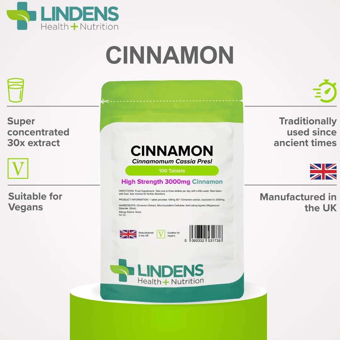 Lindens Cinnamon 3000mg - 100 Tablets - image 3