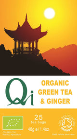 Qi Organic Green Tea with Ginger 40g 25 Bags
