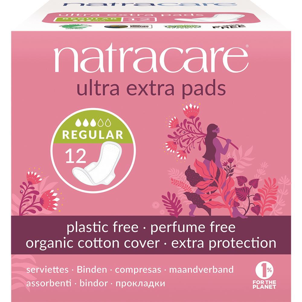 Natracare Ultra Extra Pads Regular with wings 12's - 3 Pack