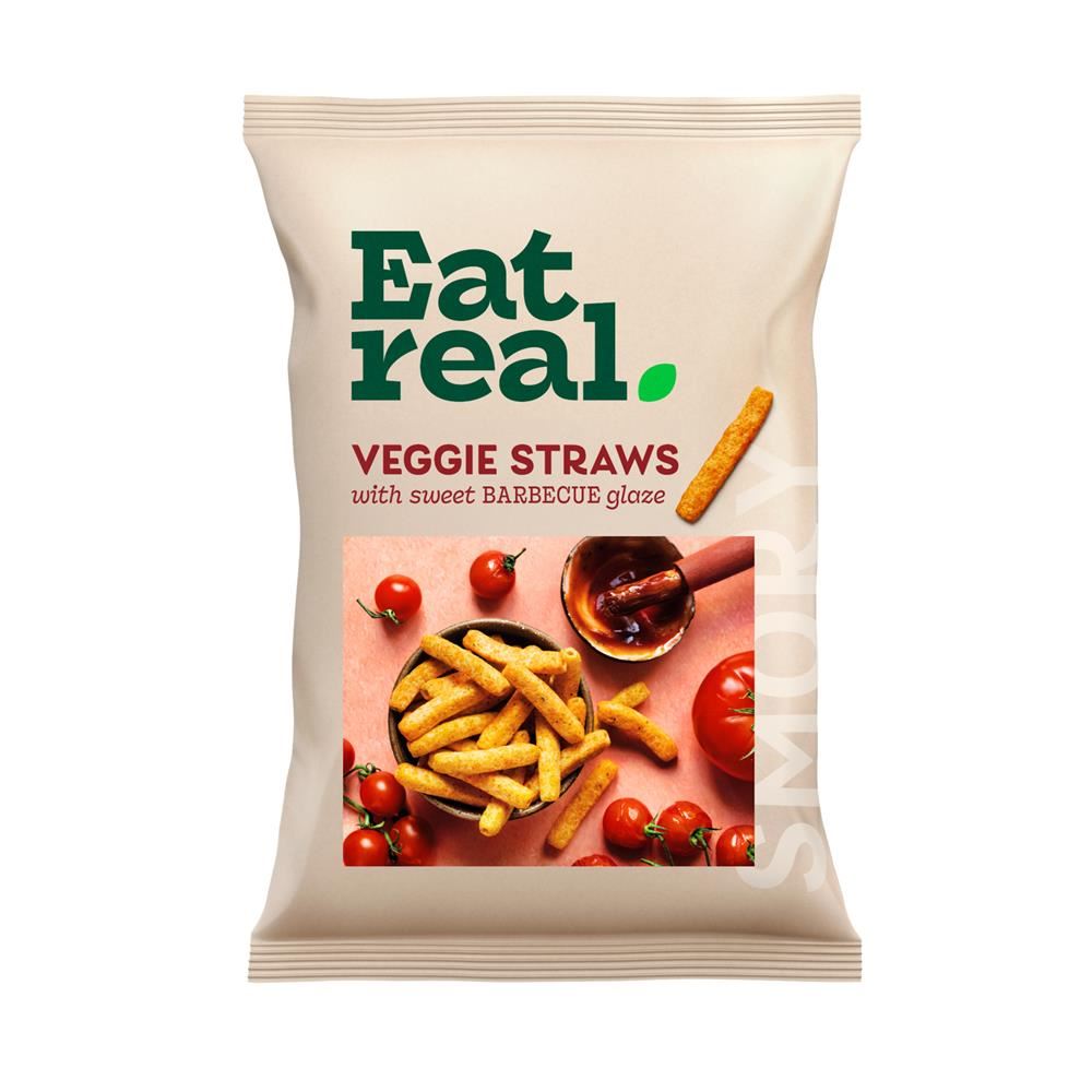 Eat Real Veggie Straws with a Sweet Barbecue Glaze 110g - 10 Pack