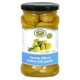 Korvel Greek Garlic Stuffed Olives Super Colossal 290g - 12 Pack