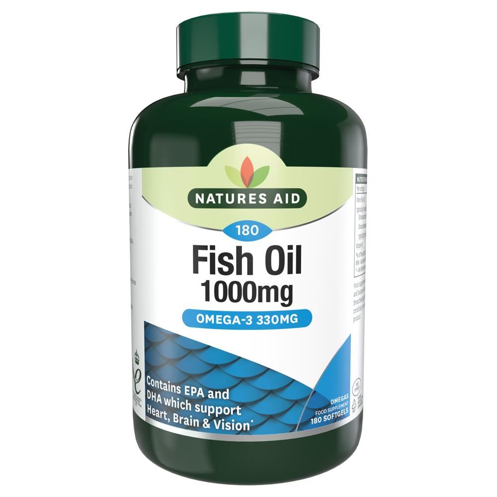 Natures Aid Fish Oil  Omega-3 1000mg 180 Capsules