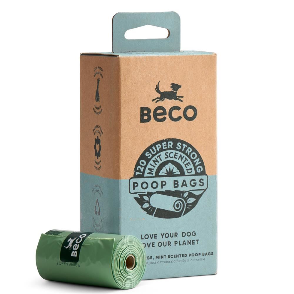 Beco Big strong leakproof poop bags with a fresh mint scent. 120bags