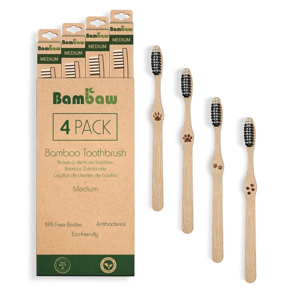 Bambaw Bamboo toothbrushes (4-pack) Medium
