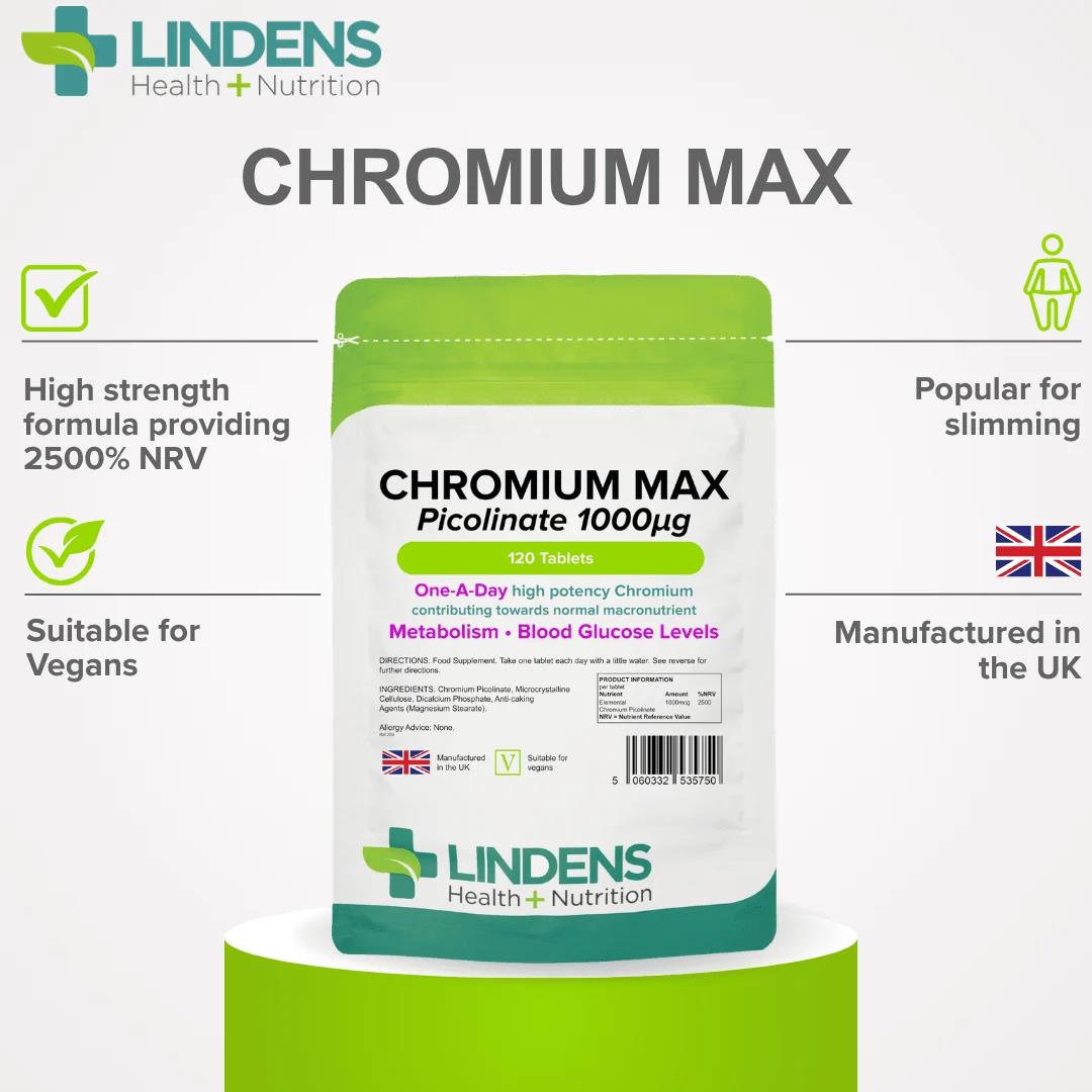 Lindens Chromium Max 1000mcg - 120 Tablets - image 3
