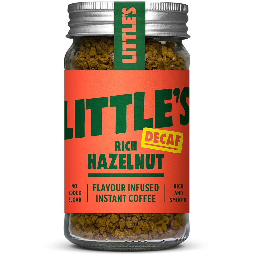 Little's Decaf Instant coffee infused with the taste of rich hazelnut 50g